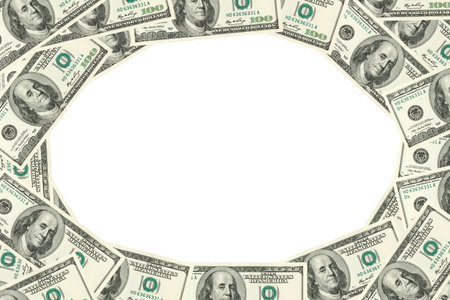 Frame made of hudred dollars banknotes の写真素材