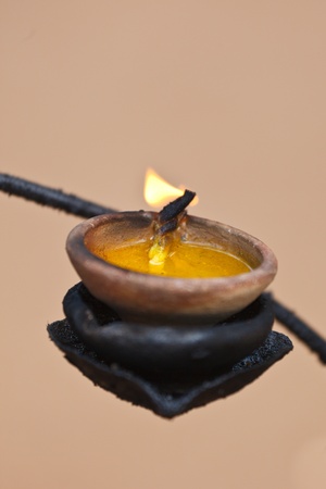 Burning lampion in Buddhist temple. Sri Lankaの写真素材