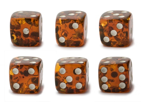 Dice with different numbers set  isolated on whiteの写真素材