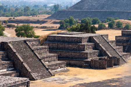 Ruins of Teotihuacan pyramids. Mexico. View from the Pyramid of the Moon.