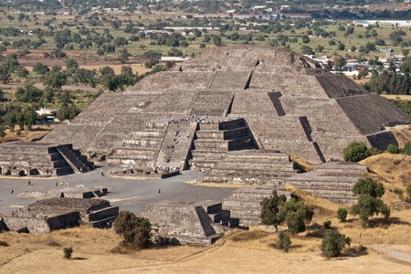 Pyramid of the Moon. View from the Pyramid of the Sun. Teotihuacan, Mexicoの写真素材