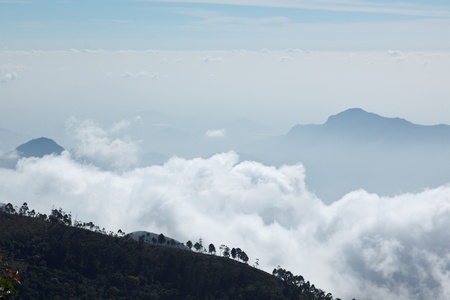 Mountains in clouds. Kodaikanal, Tamil Naduの写真素材