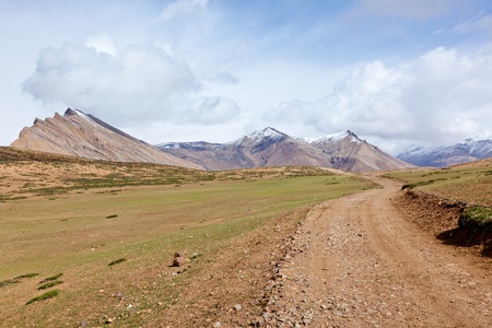 Road in mountains (Himalayas). Spiti Valley,  Himachal Pradesh, Indiaの写真素材