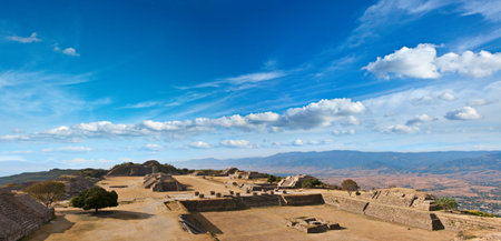Panorama of sacred site Monte Alban. Oaxaca, Mexico