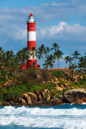 Lighthouse.  and sea. Kovalam (Vizhinjam) Kerala, Indiaの写真素材