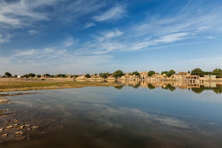 Gadi Sagar - artificial lake. Jaisalmer, Rajasthan, Indiaの写真素材