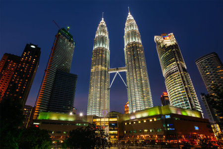 KUALA LUMPUR, MALAYSIA - MAY 5: Petronas Twin Towers in twilight on May 5, 2011 in Kuala Lumpur....