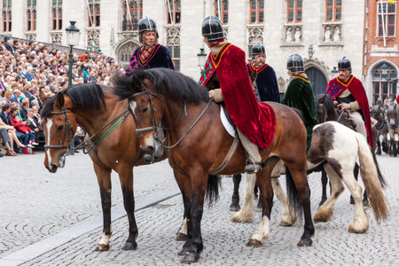 BRUGES, BELGIUM - MAY 17: Annual Procession of the Holy Blood on Ascension Day. Locals perform an...