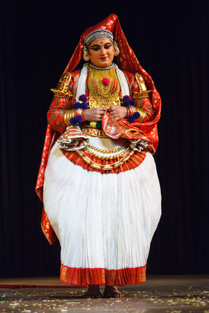 CHENNAI, INDIA - SEPTEMBER 8: Indian traditional dance drama Kathakali preformance on September 8,...