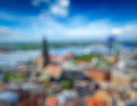 Blurred background of aerial view Riga cityの写真素材