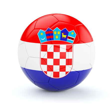 Croatia soccer football ball with Croatian flag isolated on white backgroundの写真素材