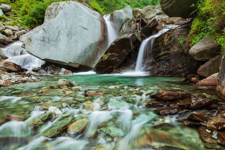 Bhagsu waterfall. Bhagsu, Himachal Pradesh, Indiaの写真素材