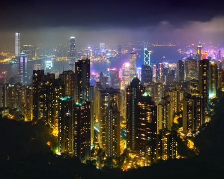 Hong Kong skyscrapers skyline cityscape viewの写真素材