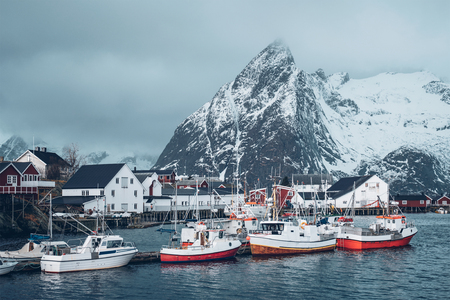 Hamnoy fishing village on Lofoten Islands, Norwayの写真素材