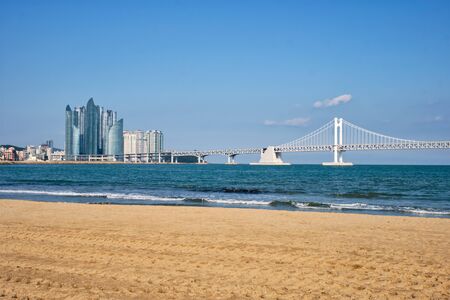 Gwangalli Beach in Busan, South Koreaの写真素材