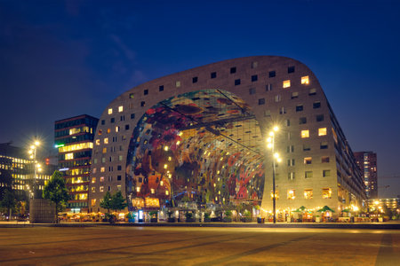 Markthal  Market Hall  building with a market hall underneath in Rotterdam, Netherlandsのeditorial素材