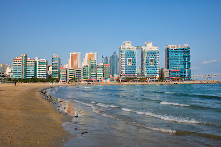Gwangalli Beach in Busan, South Koreaのeditorial素材