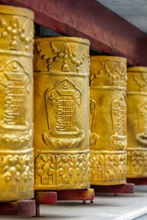 Prayer wheels in Tabo Monastery. Tabo, Spiti Valley, Himachal Pradesh, Indiaの写真素材