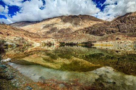 Lohan Tso mountain lake. Nubra valley, Ladakh, Indiaの写真素材