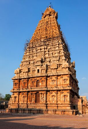Brihadishwarar Temple tower vimana. Thanjavur, Tamil Nadu, Indiaの写真素材