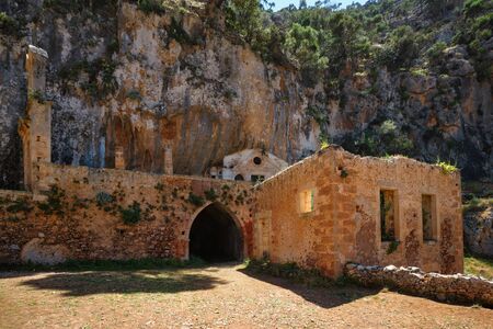 Riuns of Katholiko monastery, Chania region on Crete island, Greeceの写真素材