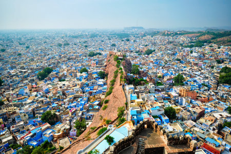 Aerial view of Jodhpur Blue City. Jodphur, Rajasthan, Indiaの写真素材