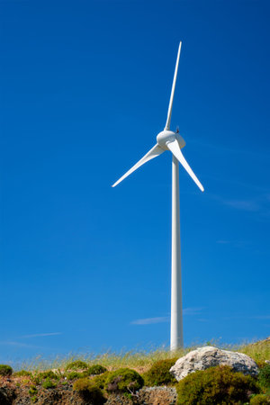 Wind generator turbines in sky