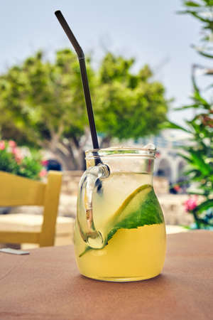 Mohito coctail on cafe tableの写真素材