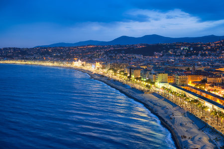 Picturesque view of Nice, France in the eveningの写真素材