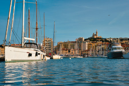 Marseille Old Port with yachts. Marseille, Franceの写真素材