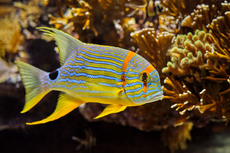 Sailfin snapper Symphorichthys spilurus blue-lined sea bream fish underwater in sea