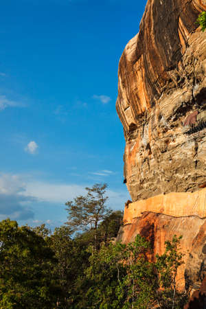 Famous tourist landmark - ancient Sigiriya rock, Sri Lankaの写真素材