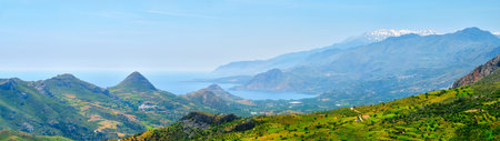 Aerial view of island in Greeceの写真素材