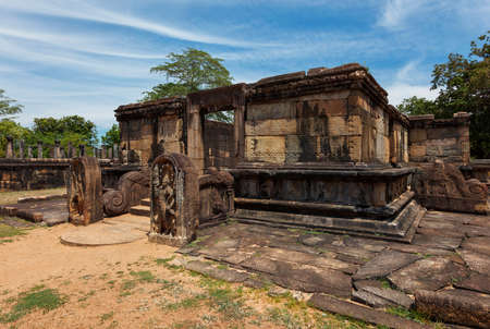 Ruins in Quadrangle group in ancient city Pollonaruwa, Sri Lankaの写真素材