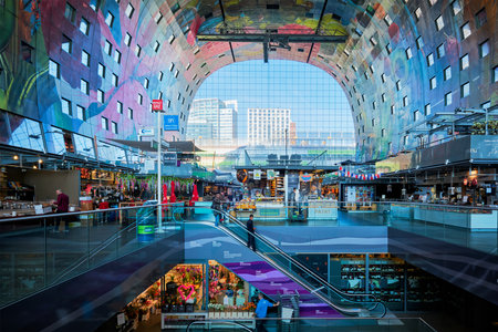 Interior view of the Market Hall (Markthaal) , Rotterdamのeditorial素材