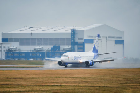 Air plane in National Airport Minsk, Belarusのeditorial素材