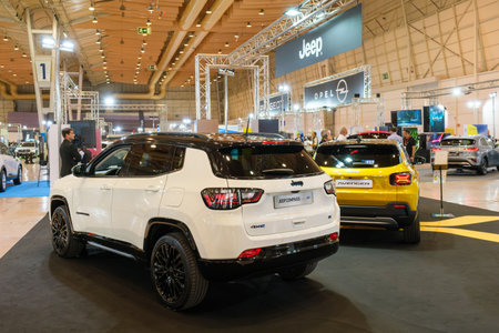 Lisbon, Portugal - May 12, 2023: Jeep Compass 4xe hybrid electric car on display at ECAR SHOW - Hybrid and Electric Motor Showのeditorial素材