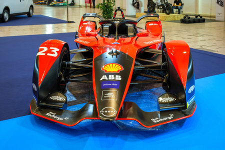 Lisbon, Portugal - May 12, 2023: Nissan Formula E electric racing race on display at ECAR SHOW -...