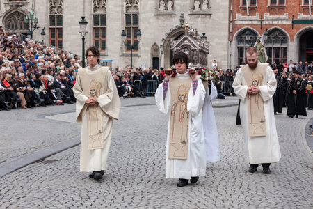 BRUGES, BELGIUM - MAY 17, 2011: Annual Procession of the Holy Blood on Ascension Day. Locals perform...