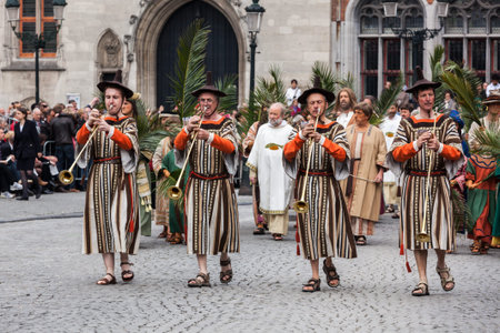 BRUGES, BELGIUM - MAY 17, 2011: Annual Procession of the Holy Blood on Ascension Day. Locals perform...