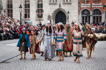 BRUGES, BELGIUM - MAY 17, 2011: Annual Procession of the Holy Blood on Ascension Day. Locals perform...