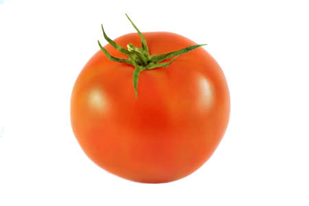 Juicy ripe isolated Tomato on a white backgroundの写真素材
