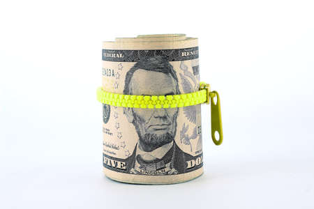 Portrait of Abraham Lincoln on the five dollar billの写真素材