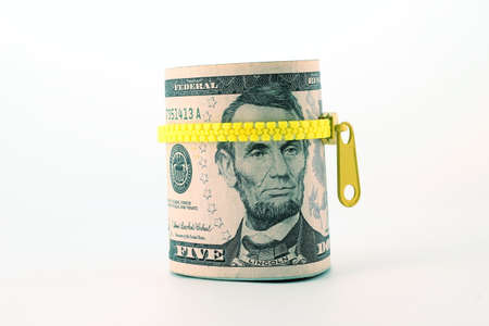 Portrait of Abraham Lincoln on the five dollarの写真素材