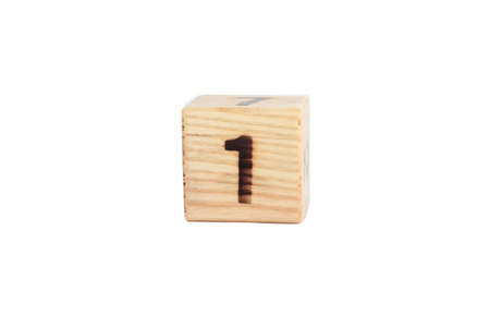 wooden toy cube isolated on the white backgroundの写真素材