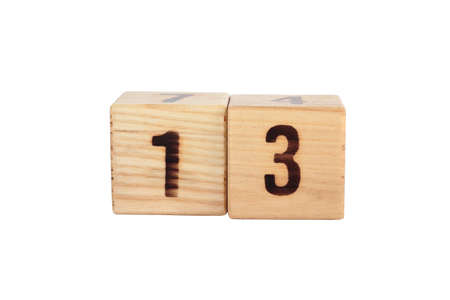 wooden toys cubes isolated on the white backgroundの写真素材