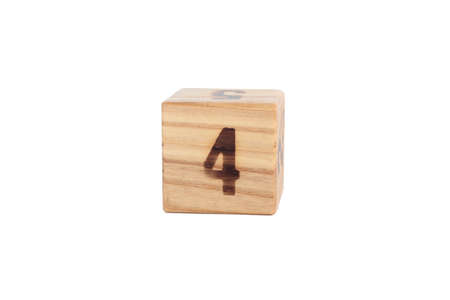 wooden toy cube isolated on the white backgroundの写真素材