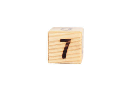 wooden toy cube isolated on the white backgroundの写真素材
