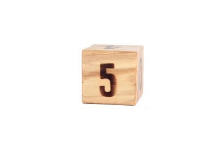 wooden toy cube isolated on the white backgroundの写真素材