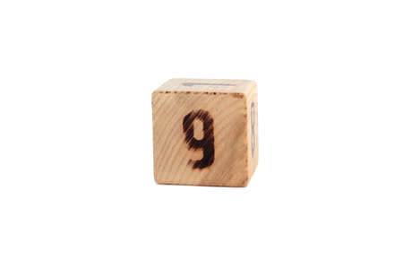 wooden toy cube isolated on the white backgroundの写真素材